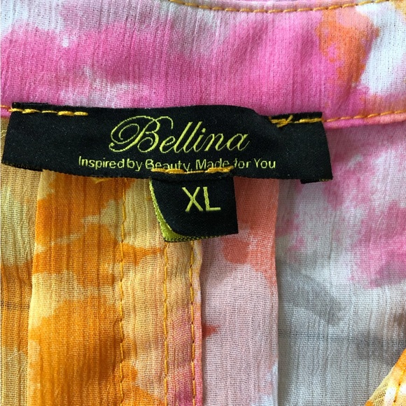 Bellina Floral Print Chiffon Button Up Shirt Size XL - Picture 7 of 10